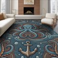 thumbnail image 1 of ODIKA 6'x9' Washable Area Rug Easy Care, Non-Shedding, Cartoon Whimsical Nautical Cephalopod Dusty Muted Pirate Palette for Queen Size Bedroom Under Bed Master Suite, 1 of 7