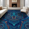 thumbnail image 1 of ODIKA 6'x9' Washable Area Rug Easy Care, Non-Shedding, Circle Tentacle Spiral Motif Symmetrical Maritime Theme Cover for Queen Size Bedroom Under Bed Master Suite, 1 of 7