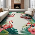 thumbnail image 1 of ODIKA 6'x9' Washable Area Rug Easy Care, Non-Shedding, Flamingo Summer Welcome With Tropical Foliage And Repeating Border for Queen Size Bedroom Under Bed Master Suite, 1 of 7
