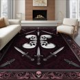 thumbnail image 1 of ODIKA 6'x9' Washable Area Rug Easy Care, Non-Shedding, Ghost Dual Horror Skeleton Face Goth Blade Decorative Gothic for Queen Size Bedroom Under Bed Master Suite, 1 of 7