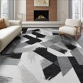 thumbnail image 1 of ODIKA 6'x9' Washable Area Rug Easy Care, Non-Shedding, Grey Abstract Brushstroke Interlocking Geometric Marbled Swirl for Queen Size Bedroom Under Bed Master Suite, 1 of 7