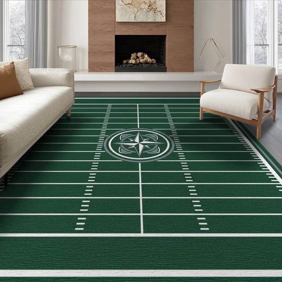 ODIKA 6'x9' Washable Area Rug Easy Care, Non-Shedding, Hash Training Grid Rugby Soccer Doormat Football Coaches Field Playful for Queen Size Bedroom Under Bed Master Suite