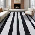 thumbnail image 1 of ODIKA 6'x9' Washable Area Rug Easy Care, Non-Shedding, Under Minimalist Monochrome Striped Welcome Contemporary Doormat for Queen Size Bedroom Bed Master Suite, 1 of 7