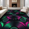thumbnail image 1 of ODIKA 6'x9' Washable Area Rug Easy Care, Non-Shedding, Music Vinyl Note Groove Dripping Paint Round Movie Eight Record for Queen Size Bedroom Under Bed Master Suite, 1 of 7
