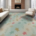 thumbnail image 1 of ODIKA 6'x9' Washable Area Rug Easy Care, Non-Shedding, Nautical Ocean Wave Border Motif Seashell Turtle Reef Starfish Playful for Queen Size Bedroom Under Bed Master Suite, 1 of 7
