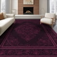 thumbnail image 1 of ODIKA 6'x9' Washable Area Rug Easy Care, Non-Shedding, Pink Purple Gothic Plum Boho Decorative Flower Vinyl Victorian Scroll Motif for Queen Size Bedroom Under Bed Master Suite, 1 of 7