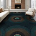 thumbnail image 1 of ODIKA 6'x9' Washable Area Rug Easy Care, Non-Shedding, Record Inspired Vinyl Geometric Circle Wave Shaped Music Round for Queen Size Bedroom Under Bed Master Suite, 1 of 7