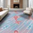 thumbnail image 1 of ODIKA 6'x9' Washable Area Rug Easy Care, Non-Shedding, Scale Whimsical Ocean Fish Ombre Mermaid Gradient Refined Structured for Queen Size Bedroom Under Bed Master Suite, 1 of 7