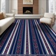thumbnail image 1 of ODIKA 6'x9' Washable Area Rug Easy Care, Non-Shedding, Striped Nautical Navy Bold Strip Graphic Field Border Mudroom for Queen Size Bedroom Under Bed Master Suite, 1 of 7