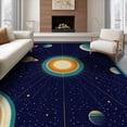 thumbnail image 1 of ODIKA 6'x9' Washable Area Rug Easy Care, Non-Shedding, System Galaxy Planet Lineup With Rings And Asteroid Belt Border for Queen Size Bedroom Under Bed Master Suite, 1 of 7