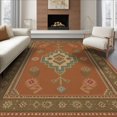 thumbnail image 1 of ODIKA 6'x9' Washable Area Rug Easy Care, Non-Shedding, Teal Terracotta Geometric Medallion Intricate Border with Floral Accents for Queen Size Bedroom Under Bed Master Suite, 1 of 7