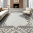 thumbnail image 1 of ODIKA 6'x9' Washable Area Rug Easy Care, Non-Shedding, Wave With Modern Geometric Border And Marble Swirl Abstract Minimalist Refined for Queen Size Bedroom Under Bed Master Suite, 1 of 7