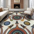 thumbnail image 1 of ODIKA 6'x9' Washable Area Rug Educational Motifs Border Cartoon Rocket Constellation Plane Playful Expressive for Queen Size Bedroom, Under Bed, Master Suite, Easy Care, Non-Shedding, 1 of 7
