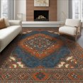 thumbnail image 1 of ODIKA 6'x9' Washable Area Rug Entryway Bands Symmetrical Botanical Entry Faded Bathroom Vintage for Queen Size Bedroom, Under Bed, Master Suite, Easy Care, Non-Shedding, 1 of 7