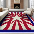 thumbnail image 1 of ODIKA 6'x9' Washable Area Rug Front Patriotic Door Striped Burst Bold Stripe Border Generic for Queen Size Bedroom, Under Bed, Master Suite, Easy Care, Non-Shedding, 1 of 7