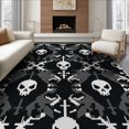 thumbnail image 1 of ODIKA 6'x9' Washable Area Rug Gothic Streetwear Pixel Cross Dorm Guys Men Skull Beast Graphic Playful for Queen Size Bedroom, Under Bed, Master Suite, Easy Care, Non-Shedding, 1 of 7
