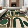 thumbnail image 1 of ODIKA 6'x9' Washable Area Rug Green Brown Abstract Geometric Artwork Design Elegant Shapes with Modern Artistic Flair for Dining Room, Under Table, Office Décor, Non-Slip Chair-Friendly, 1 of 7