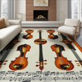 thumbnail image 1 of ODIKA 6'x9' Washable Area Rug Guitar Music Print Notes Symmetrical Retro Composition Vintage for Family Room, Living Room, Master Bedroom, Non-Slip, Easy Care, 1 of 7