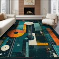 thumbnail image 1 of ODIKA 6'x9' Washable Area Rug Guitar Music Rock Vinyl Record Motif Note Themed Rocks Imsical for Family Room, Living Room, Master Bedroom, Non-Slip, Easy Care, 1 of 7