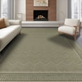 thumbnail image 1 of ODIKA 6'x9' Washable Area Rug Herringbone Vintage Distressed Farmhouse Striped Frame Door Border for Family Room, Living Room, Master Bedroom, Non-Slip, Easy Care, 1 of 7