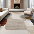 thumbnail image 1 of ODIKA 6'x9' Washable Area Rug Large Abstract Beige Minimalist Neutral Shape Brushstroke Shapes for Queen Size Bedroom, Under Bed, Master Suite, Easy Care, Non-Shedding, 1 of 7