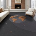 thumbnail image 1 of ODIKA 6'x9' Washable Area Rug Map Abstract Galaxy Composition Planetary Circles Continents Round Flowing for Dining Room, Under Table, Office Décor, Non-Slip Chair-Friendly, 1 of 7
