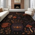 thumbnail image 1 of ODIKA 6'x9' Washable Area Rug Midnight Black Mystical Motifs Decorative Design Enchanting Floral and Celestial for Queen Size Bedroom, Under Bed, Master Suite, Easy Care, Non-Shedding, 1 of 7