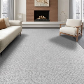 ODIKA 6'x9' Washable Area Rug Under Minimalist Plush Crosshatch Subtle Lines Grey Padded Foam for Family Room, Living Room, Master Bedroom, Non-Slip, Easy Care