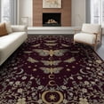 Area Rug Under Dinner Table ODIKA 6'x9' Washable Area Rug Mystical Moth Boho Insect Motif Border ...