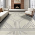 thumbnail image 1 of ODIKA 6'x9' Washable Area Rug Neutral Bordered Field Motifs Dining Livingroom Abstract Minimalist Refined for Family Room, Living Room, Master Bedroom, Non-Slip, Easy Care, 1 of 7