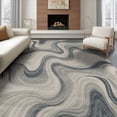thumbnail image 1 of ODIKA 6'x9' Washable Area Rug Neutral Grey Contemporary Ombre Wave Motif Tones Beige Plush for Queen Size Bedroom, Under Bed, Master Suite, Easy Care, Non-Shedding, 1 of 7