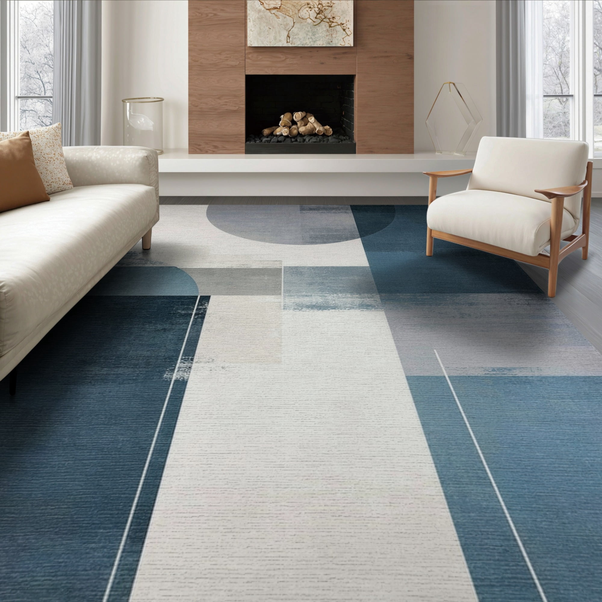 ODIKA 6'x9' Washable Area Rug Non-Slip, Chair-Friendly, Abstract Modern ...