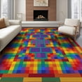 thumbnail image 1 of ODIKA 6'x9' Washable Area Rug Non-Slip, Chair-Friendly, Bedside Geometric Checkerboard Multi Block Contrast Hopscotch for Dining Room, Under Table, Office Décor, 1 of 7