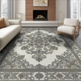 thumbnail image 1 of ODIKA 6'x9' Washable Area Rug Non-Slip, Chair-Friendly, Beige Symmetrical Cream Interlocking Dusty Details Entryway for Dining Room, Under Table, Office Décor, 1 of 7