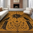 thumbnail image 1 of ODIKA 6'x9' Washable Area Rug Non-Slip, Chair-Friendly, Black Golden Starry Night and Nature Motifs Elegant Celestial with Birds Florals for Dining Room, Under Table, Office Décor, 1 of 7