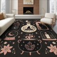 thumbnail image 1 of ODIKA 6'x9' Washable Area Rug Non-Slip, Chair-Friendly, Black Pink Enchanted Nighttime Whimsical Design Elegant Celestial Motifs with Floral for Dining Room, Under Table, Office Décor, 1 of 7