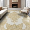 thumbnail image 1 of ODIKA 6'x9' Washable Area Rug Non-Slip, Chair-Friendly, Boho Motifs Contemporary Beige Neutral Ivory Traditional Damask Refined for Dining Room, Under Table, Office Décor, 1 of 7