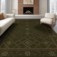 thumbnail image 1 of ODIKA 6'x9' Washable Area Rug Non-Slip, Chair-Friendly, Boho Vintage Scrolled Border Diamonds Repeating Symmetrical Tone for Dining Room, Under Table, Office Décor, 1 of 7