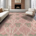 thumbnail image 1 of ODIKA 6'x9' Washable Area Rug Non-Slip, Chair-Friendly, Bows Interlocking Lattice Border Dainty Polka Boho Ribbon Playful for Dining Room, Under Table, Office Décor, 1 of 7