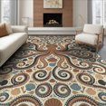 thumbnail image 1 of ODIKA 6'x9' Washable Area Rug Non-Slip, Chair-Friendly, Circle Creature Boho Decorative Round Dotted Motif Symmetrical for Dining Room, Under Table, Office Décor, 1 of 7