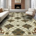 thumbnail image 1 of ODIKA 6'x9' Washable Area Rug Non-Slip, Chair-Friendly, Farmhouse Large Southwestern Trellis Vintage Cream Bohemian Boho Flowing for Dining Room, Under Table, Office Décor, 1 of 7