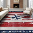 thumbnail image 1 of ODIKA 6'x9' Washable Area Rug Non-Slip, Chair-Friendly, Front Door Patriotic Striped Vintage Generic Stars Bordered Festive for Dining Room, Under Table, Office Décor, 1 of 7