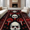 thumbnail image 1 of ODIKA 6'x9' Washable Area Rug Non-Slip, Chair-Friendly, Ghost Horror Gothic Skull Novelty Goth Vintage Spooky Border for Dining Room, Under Table, Office Décor, 1 of 7