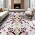 thumbnail image 1 of ODIKA 6'x9' Washable Area Rug Non-Slip, Chair-Friendly, Japanese Asian Inspired Symmetrical Branches Cherry Tufted Chinese for Dining Room, Under Table, Office Décor, 1 of 7