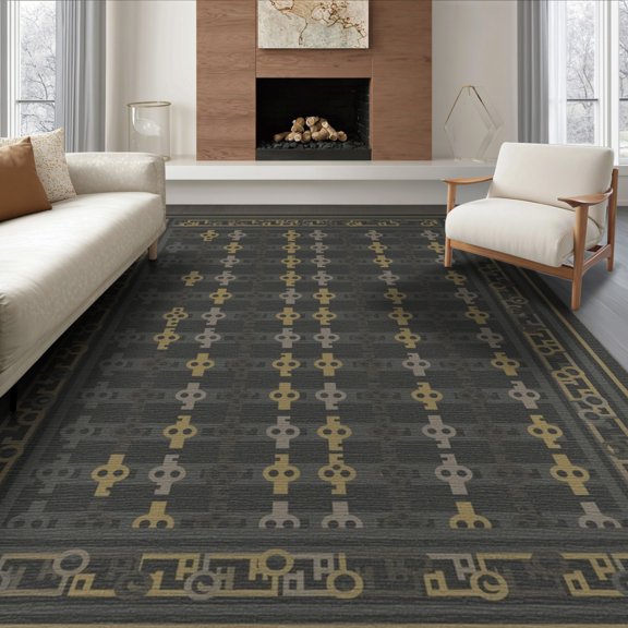 ODIKA 6'x9' Washable Area Rug Non-Slip, Chair-Friendly, Long Hallway Textured Minimalist Featuring Abstract Motifs Entryway for Dining Room, Under Table, Office Décor