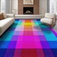 thumbnail image 1 of ODIKA 6'x9' Washable Area Rug Non-Slip, Chair-Friendly, Ombre Checkered Short Plaid Grid Groovy Blocks Gradient Pile for Dining Room, Under Table, Office Décor, 1 of 7