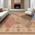 thumbnail image 1 of ODIKA 6'x9' Washable Area Rug Non-Slip, Chair-Friendly, Peach and Taupe Geometric Design Intricate -Inspired with Symmetric Borders for Dining Room, Under Table, Office Décor, 1 of 7