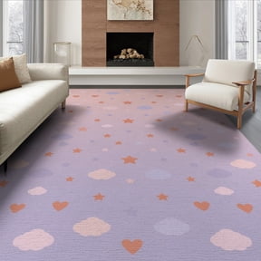 ODIKA 6'x9' Washable Area Rug Non-Slip, Chair-Friendly, Pink Motif Ombre Gradient Watercolor Motifs Confetti Dots Large Flowing Dynamic for Dining Room, Under Table, Office Décor