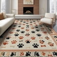 thumbnail image 1 of ODIKA 6'x9' Washable Area Rug Non-Slip, Chair-Friendly, Print Paws Interlocking Motif Bone Alfombra Para Perros Schnauzer for Dining Room, Under Table, Office Décor, 1 of 7