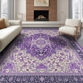 thumbnail image 1 of ODIKA 6'x9' Washable Area Rug Non-Slip, Chair-Friendly, Purple Abstract Scroll Swirl Ombre Gradient Bordered Ornamental for Dining Room, Under Table, Office Décor, 1 of 7